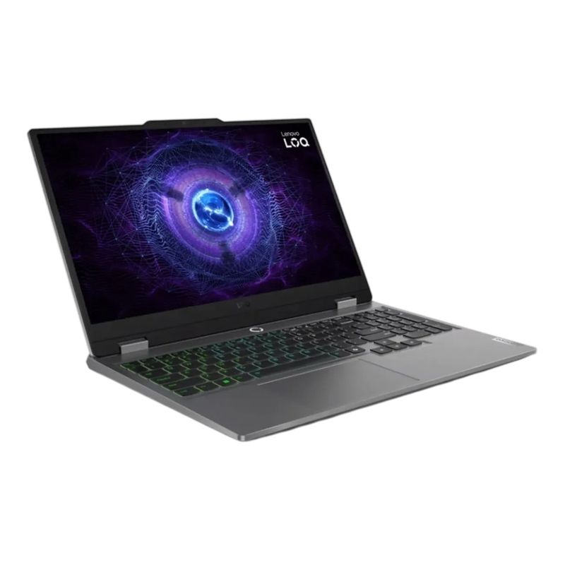 Laptop gamer Lenovo LOQ i5 RTX 3050 8GB 512GB SSD frontal oblicuo