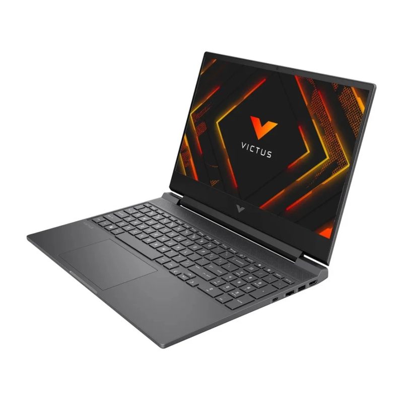 Laptop HP FB3019LA Ryzen 7 RTX 3050 512 SSD negro frontal oblicuo