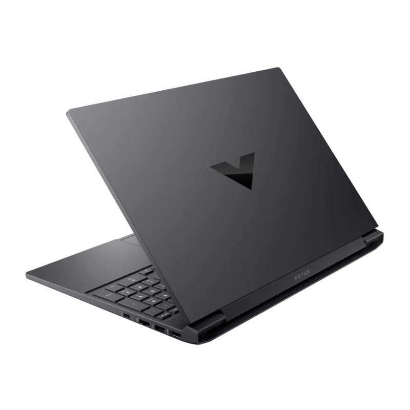 Laptop HP FB3019LA Ryzen 7 RTX 3050 512 SSD negro dorsal oblicuo