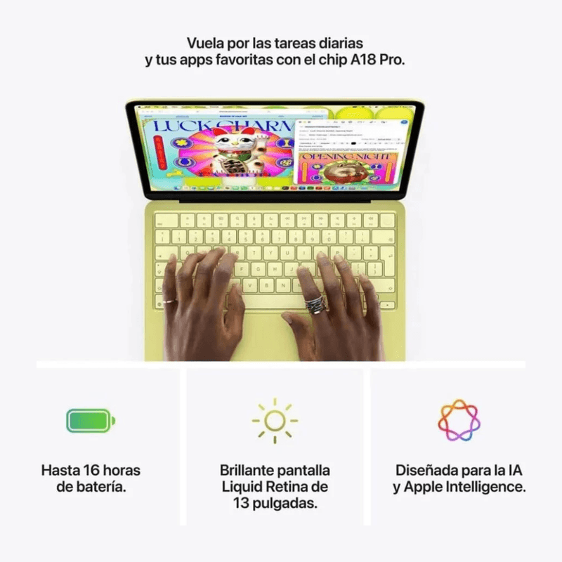 MacBook Neo 13" A18 Pro 512GB SSD 8GB teclado inglés citrus características