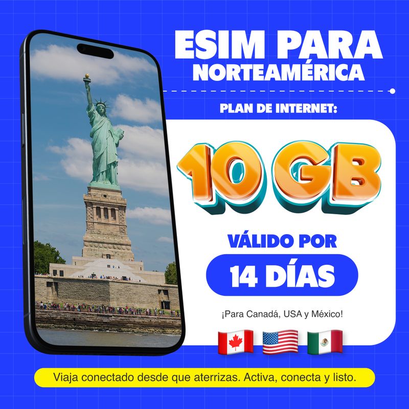 eSIM MIFI Norteamérica 10GB por 15 días cobertura
