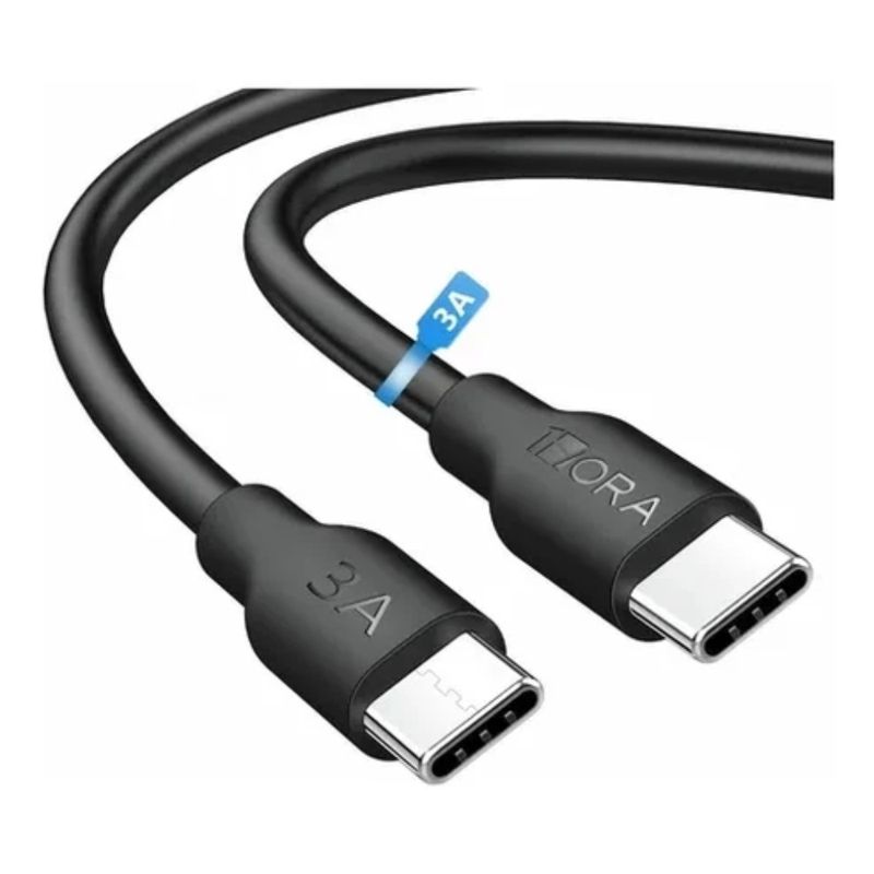 Cable 1Hora USB Tipo-C a USB Tipo-C, 1 m, 60 W, negro