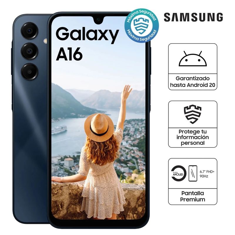 Samsung Galaxy A16 4G 128GB AMOLED 6.7 cámara 50MP negro características