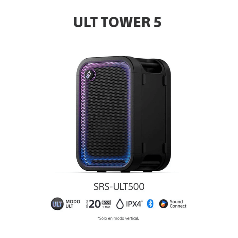 Parlante Sony ULT TOWER 5 300W Bluetooth 5.3 IPX4 negro
