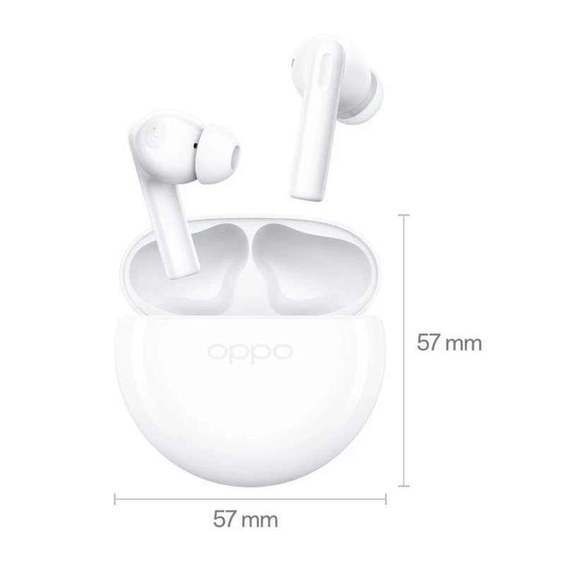 Audífonos OPPO Enco Buds2 TWS Bluetooth 5.2 IPX4 blanco dimensiones caja de carga
