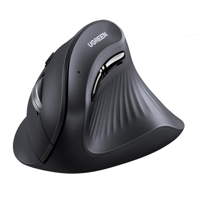Mouse vertical Ugreen bluetooth y receptor USB 4000 DPI negro frontal