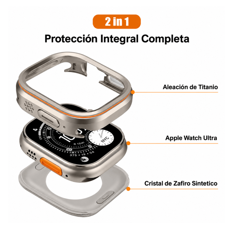 Case URVOI Caowtan para Apple Watch Ultra 49 mm titanio estructura de dos piezas