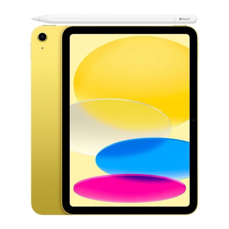 iPad A16 Wi-Fi 128GB amarillo + Apple Pencil USB-C frontal