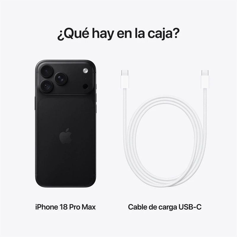 iPhone 18 Pro Max 512GB 12GB RAM 48MP black contenido de caja
