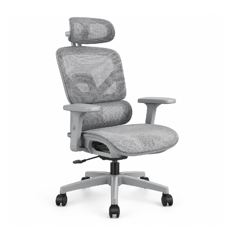 Silla ergonómica Plus CADI reclinable gris frontal oblicuo