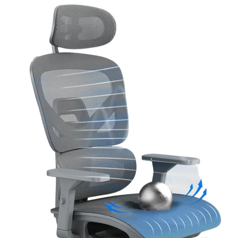 Silla ergonómica Plus CADI reclinable gris oblicuo