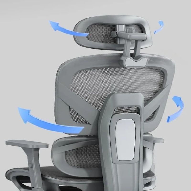 Silla ergonómica Plus CADI reclinable gris dorsal oblicuo