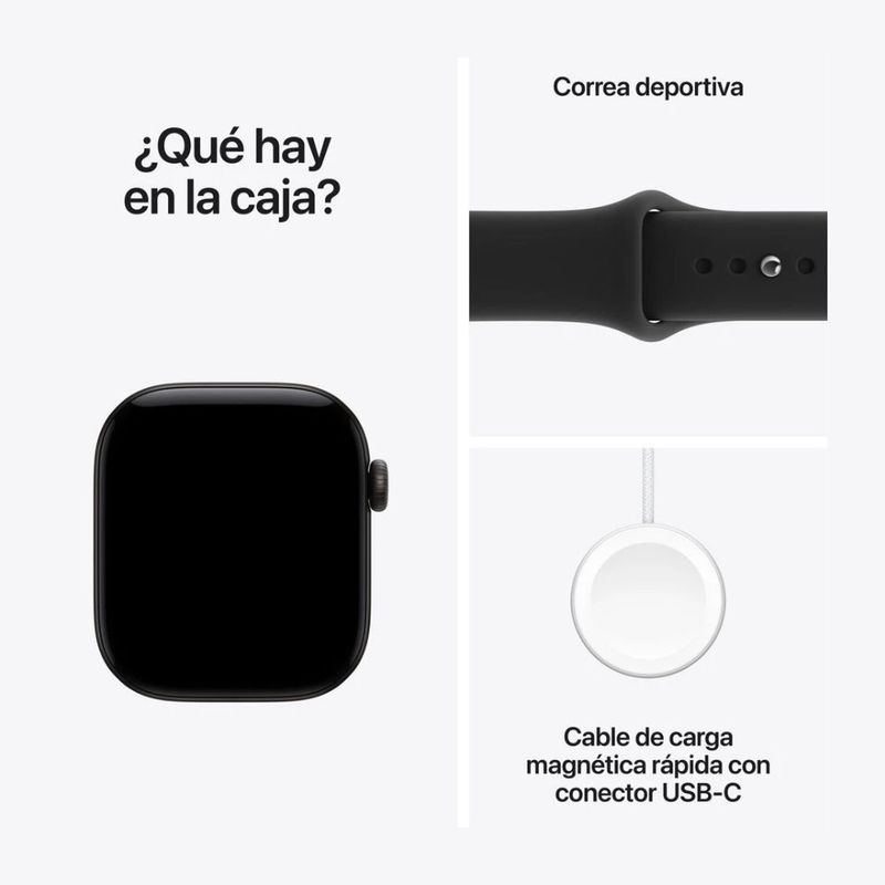 Apple Watch Series 12 GPS 46mm OLED WR50 black contenido de caja
