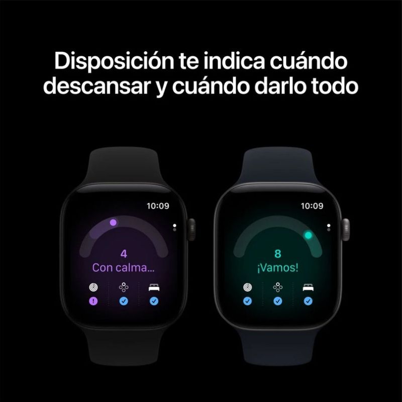 Apple Watch Series 12 GPS 46mm OLED WR50 dark bronze funciones de entrenamiento
