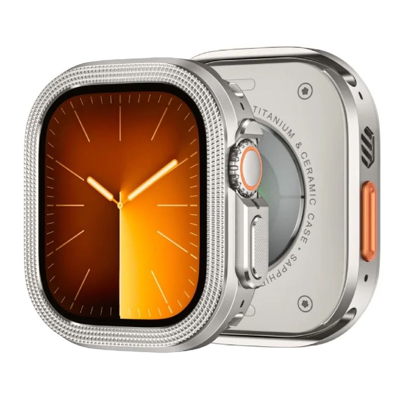 Case Urvoi Military para Apple Watch Ultra 49 mm, titanio frontal