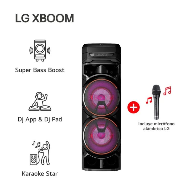 Parlante Torre LG XBOOM RNC9 1000 W Bluetooth Negro detalles