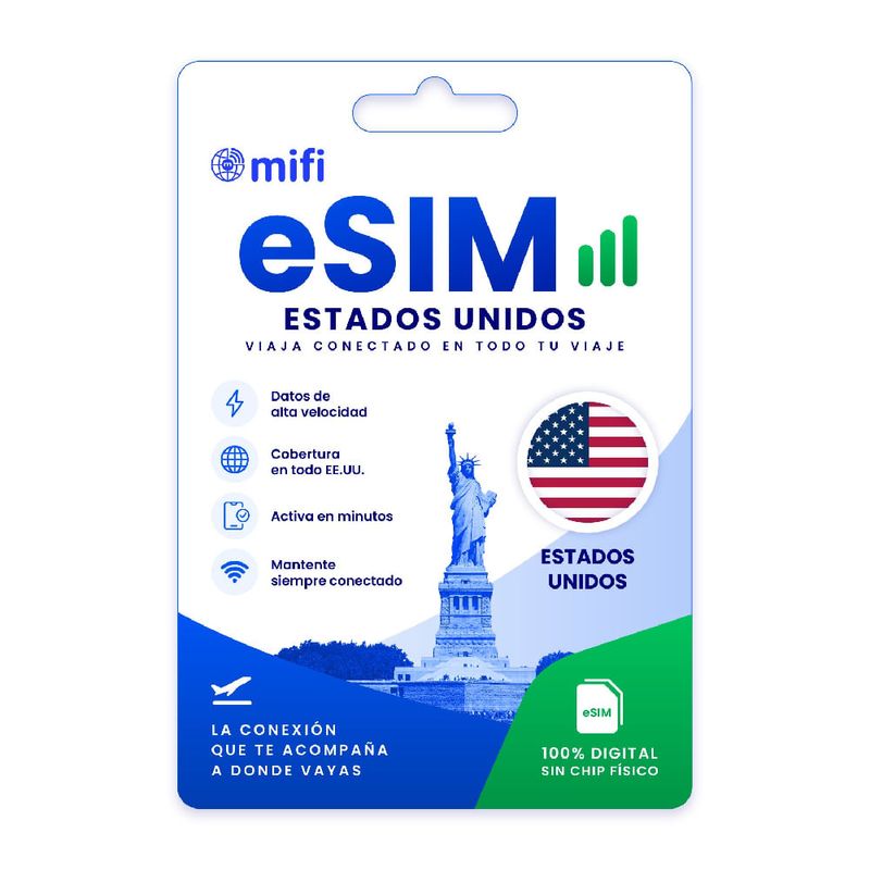 eSIM MIFI para Estados Unidos, datos ilimitados por 30 días frontal