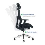 Silla Evox Ultimate C24 ergonómica reclinable, negra frontal lateral