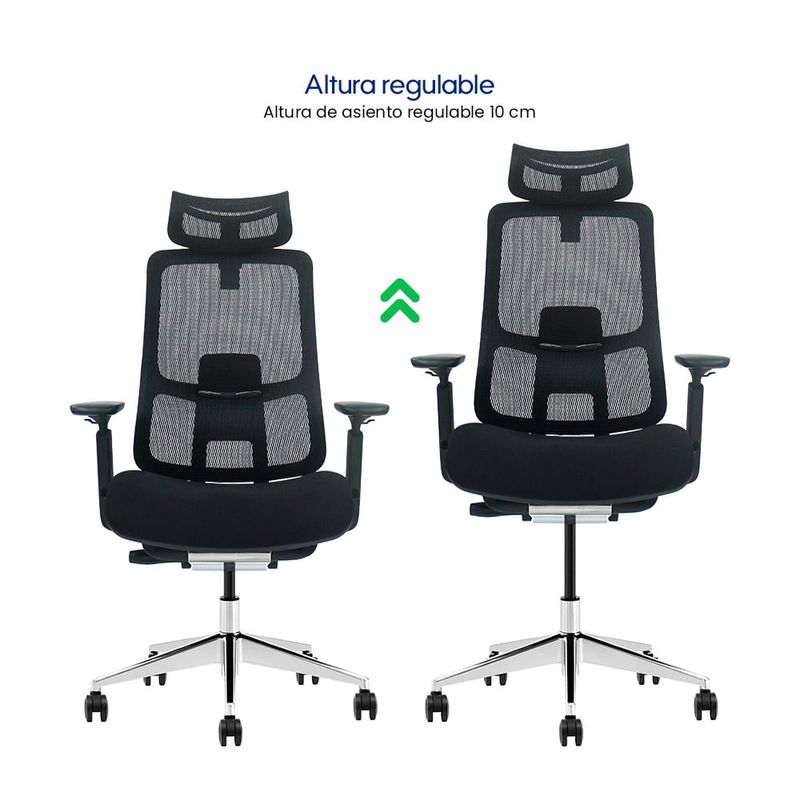 Silla Evox Ultimate C24 ergonómica reclinable, negra diagonal frontal