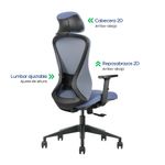 Silla Evox Ultimate C1 reclinable 150 kg, azul medidas