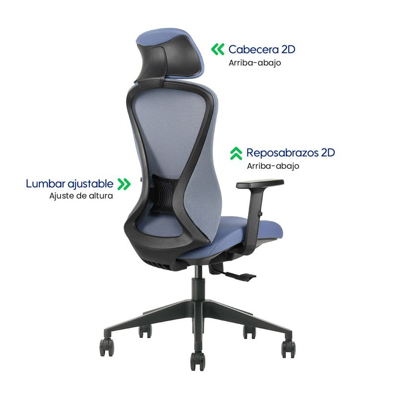 Silla Evox Ultimate C1 reclinable 150 kg, azul medidas