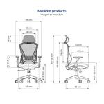 Silla Evox Ultimate C1 reclinable 150 kg, azul medidas