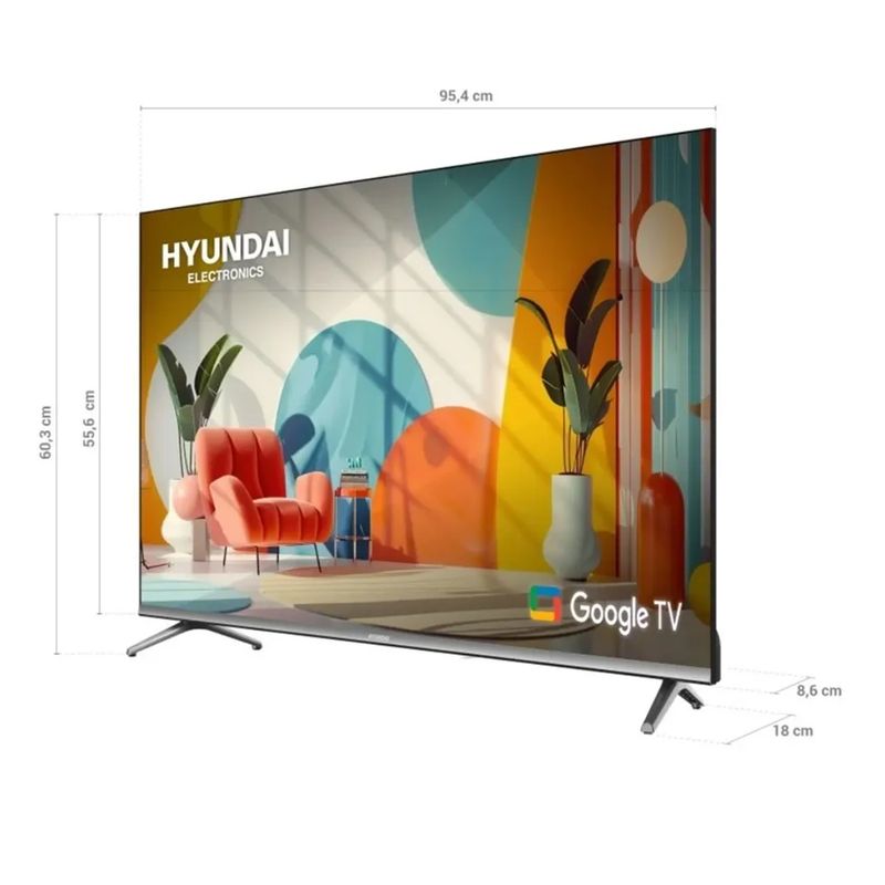 Smart TV Hyundai HYLED4326QG 43 FHD Google TV 2025 medidas