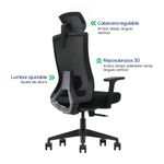 Silla Evox Ultimate C16 reclinable 150 kg, negra dorsal oblicuo
