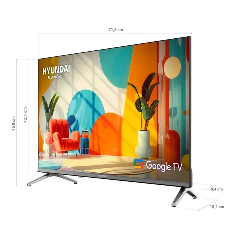 Smart TV Hyundai HYLED3259QG 32 HD QLED Google TV medidas