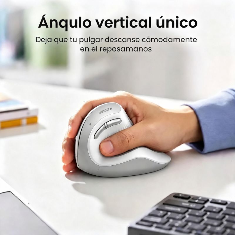 Mouse Vertical Ugreen 45759 4000 DPI Blanco ángulo