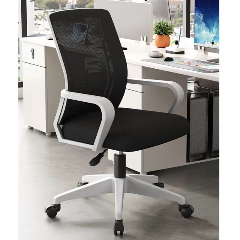 Silla de oficina Cadi ergonómica, 110 kg, color blanco diagonal