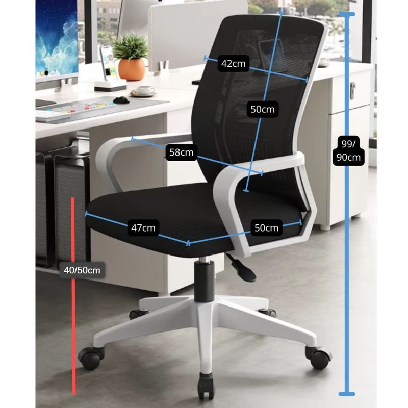 Silla de oficina Cadi ergonómica, 110 kg, color blanco frontal