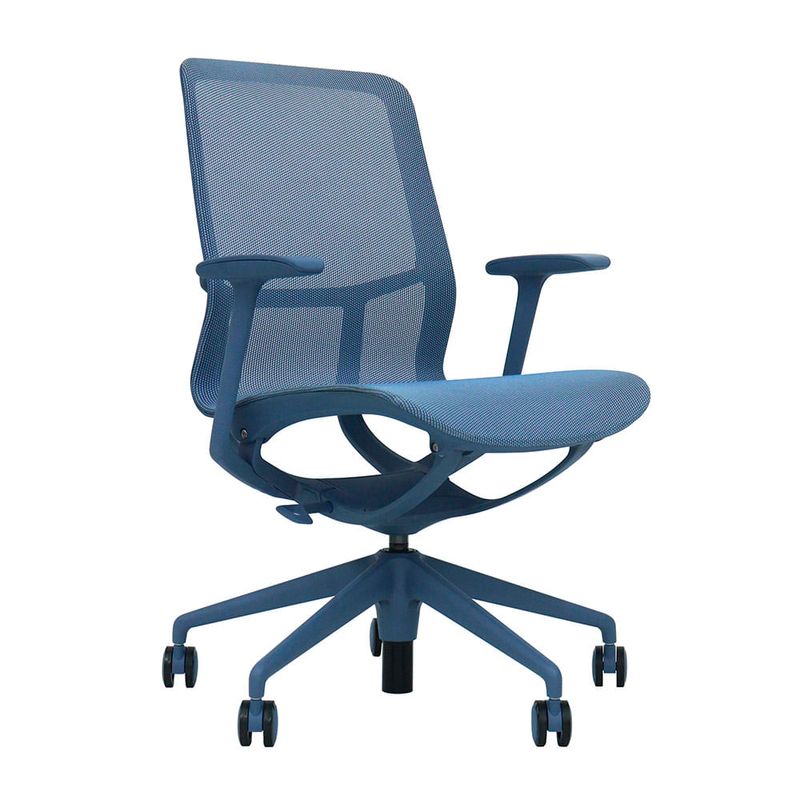 Silla de oficina Evox F5G-A reclinable, 150 kg, azul frontal oblicuo