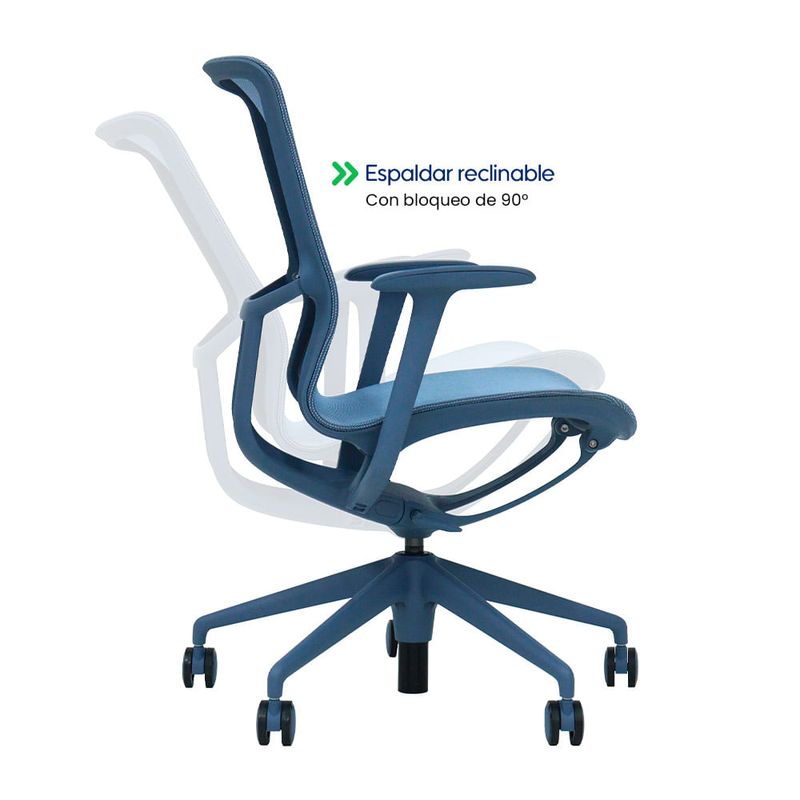 Silla de oficina Evox F5G-A reclinable, 150 kg, azul inclinación