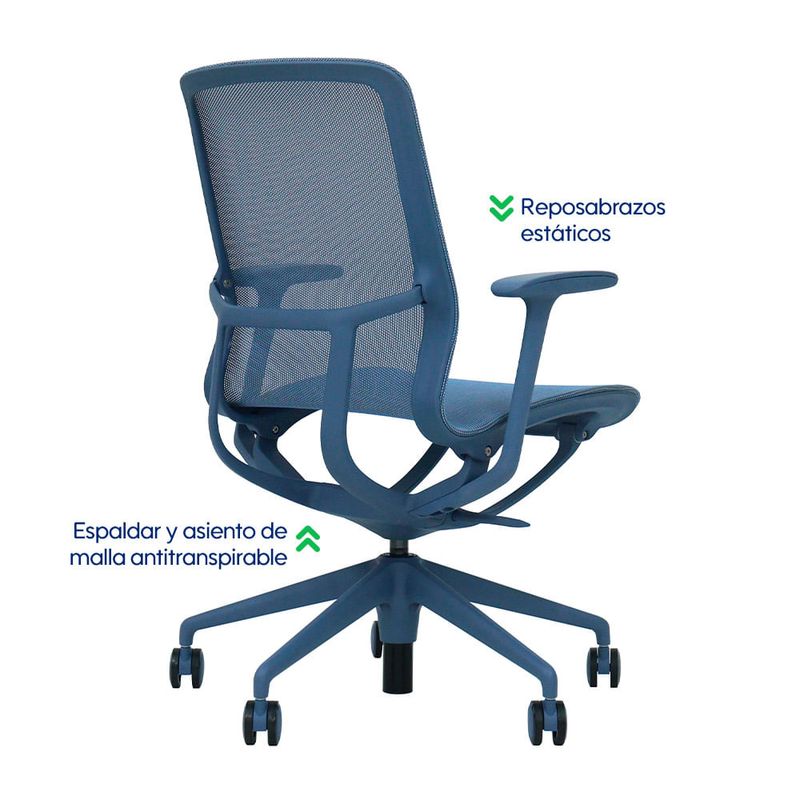 Silla de oficina Evox F5G-A reclinable, 150 kg, azul diagonal