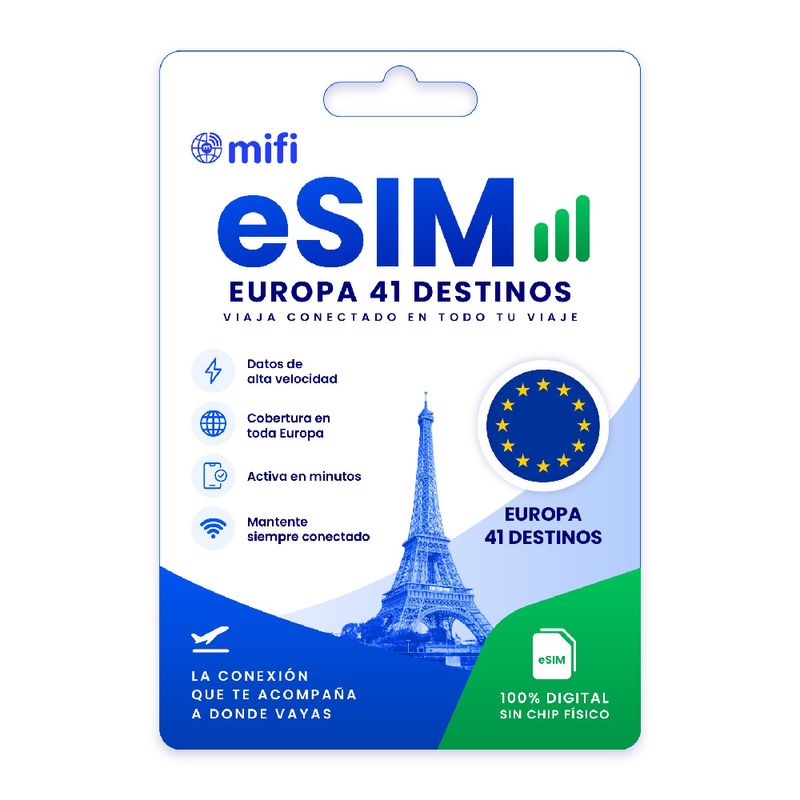 eSIM MIFI Europa 41 países, datos ilimitados 15 días, 5G frontal