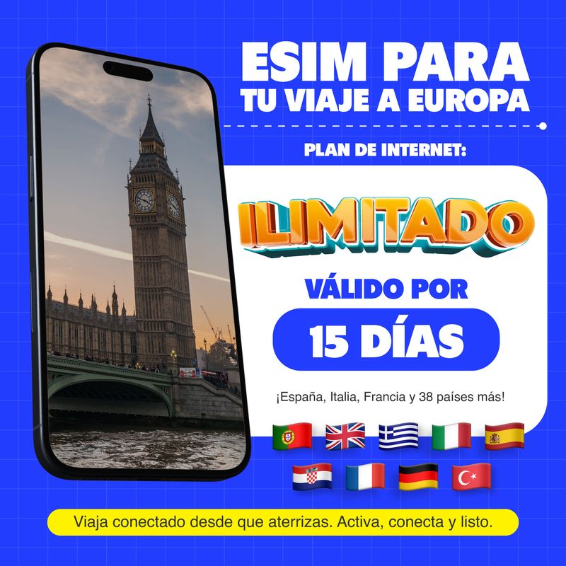 eSIM MIFI Europa 41 países, datos ilimitados 15 días, 5G beneficios