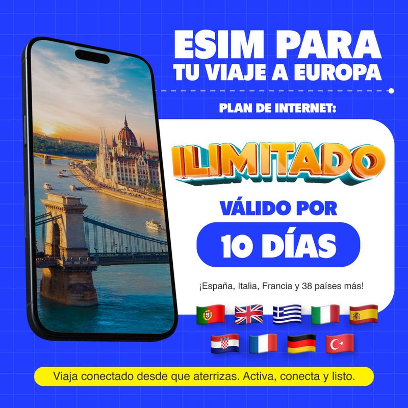 eSIM MIFI Europa 41 países, datos ilimitados 10 días, garantía