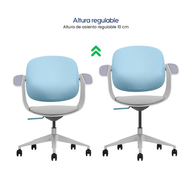 Silla Evox F2G 150 kg, ergonómica y reclinable, turquesa elevación