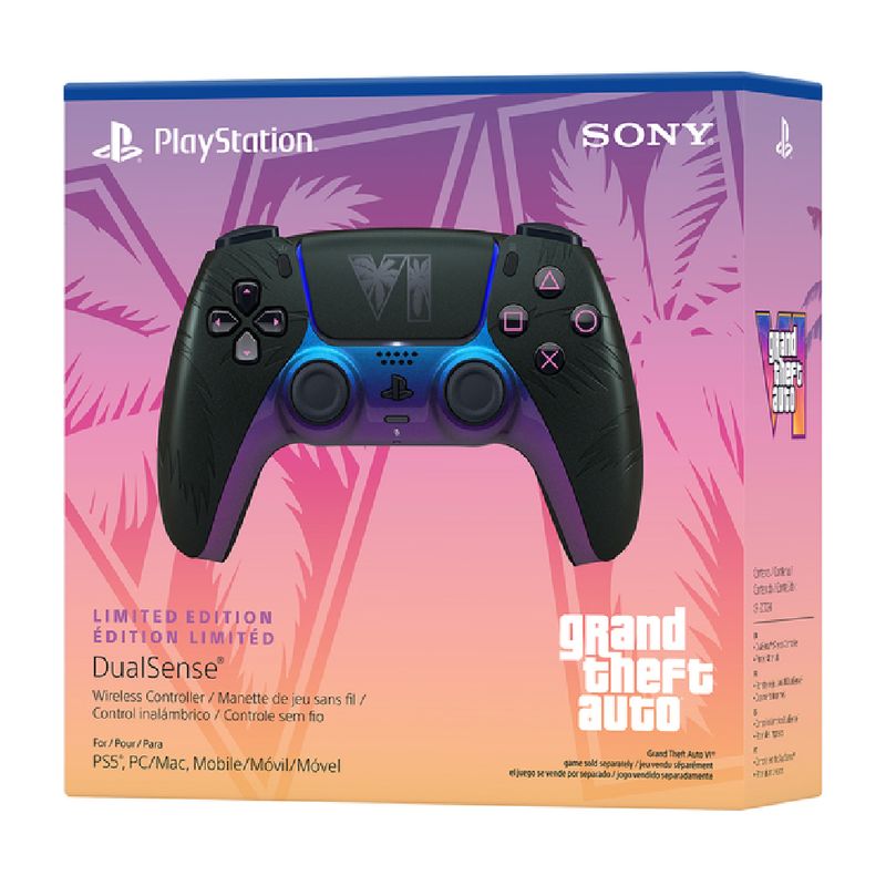 Mando PS5 DualSense GTA VI edicion inalambrico negro Sony empaque oblicuo