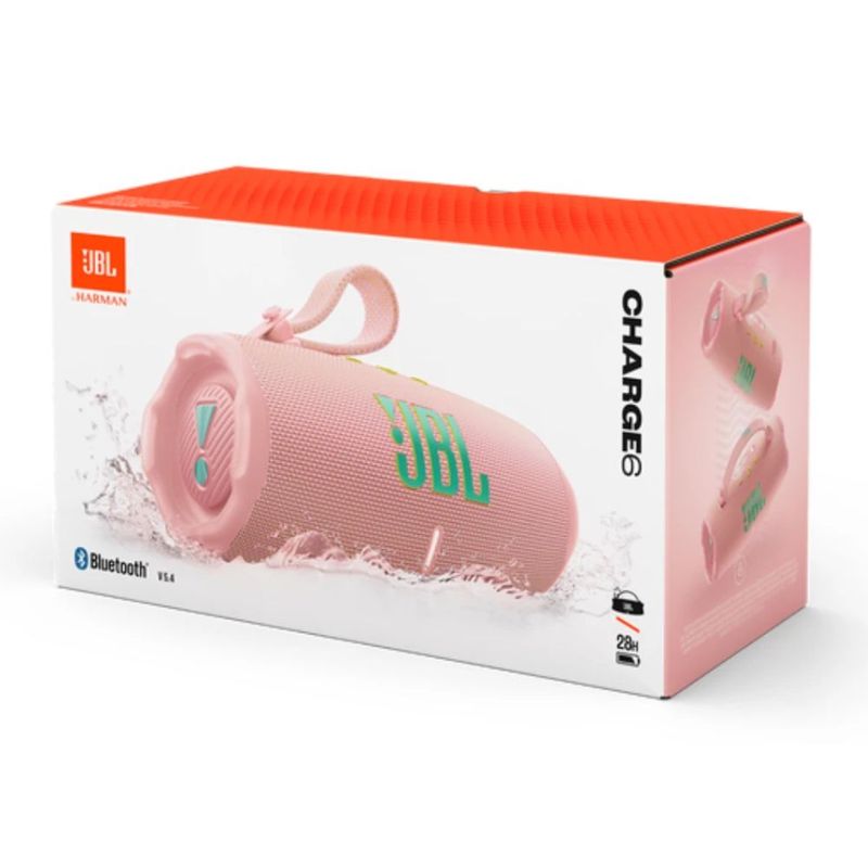 Parlante Bluetooth JBL Charge 6 45 W IP67 28 h rosado caja
