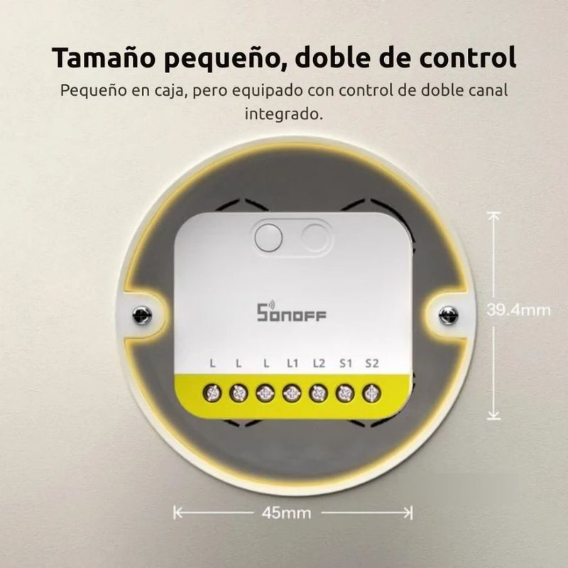 Interruptor inteligente Sonoff MINI DUO-L Zigbee 2 canales tamaño compacto