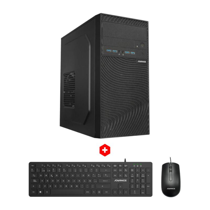 PC Advance VO1330 Core i3 8GB 512GB SSD negro + Teclado y mouse frontal