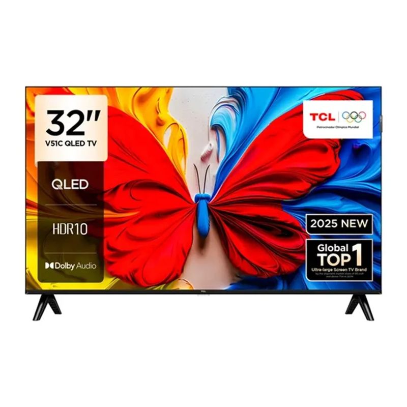 Smart TV TCL 32S5K 32 FHD QLED Google TV 2 HDMI 1 USB frontal