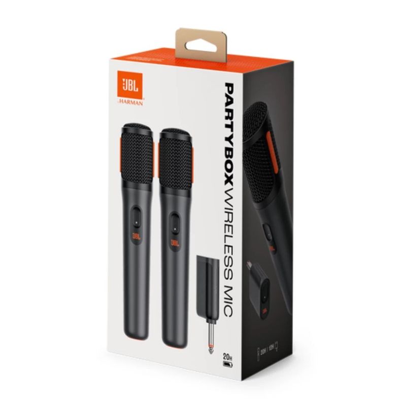 Pack 2 micrófonos JBL PartyBox Wireless Mic 2.4 GHz negro caja