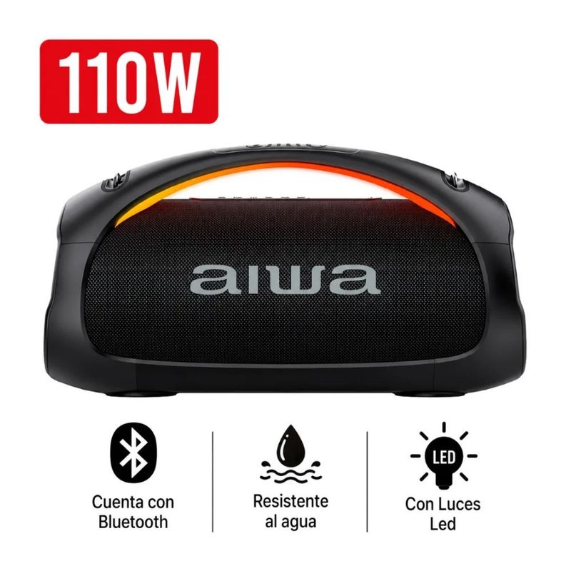 Parlante Bluetooth Aiwa Boombox AWS544BT 110 W IPX6 negro características