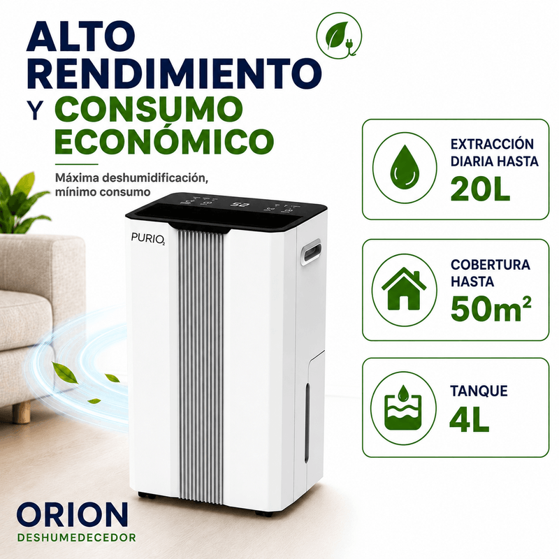 Combo deshumedecedores Purio Orion y Pulsar, 20L y 12L garantía
