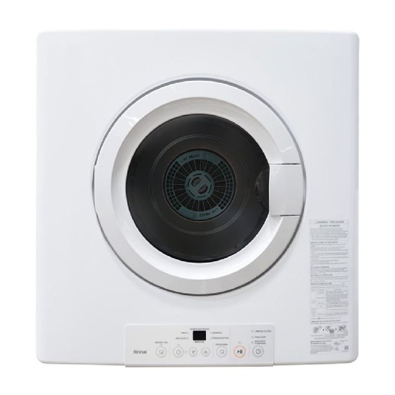 Secadora Rinnai a gas natural 10 kg, panel digital, blanco frontal
