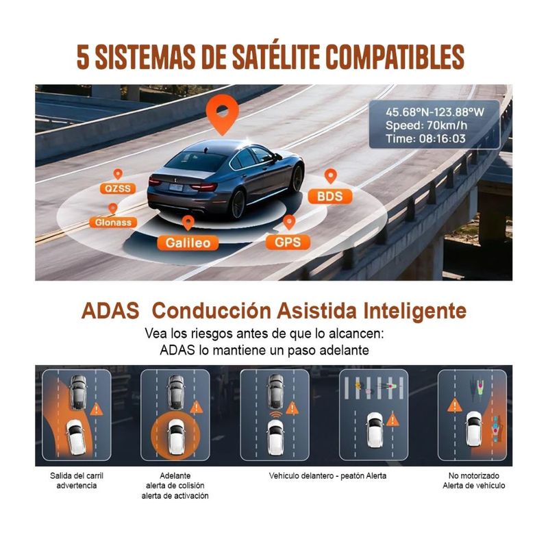 Cámara 70mai A810S para autos 4K Wi-Fi 6 128 GB negro condución asistida