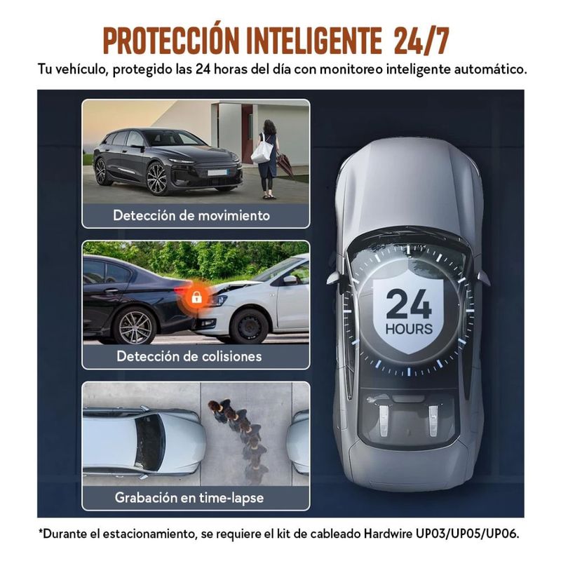Cámara 70mai A810S para autos 4K Wi-Fi 6 128 GB negro protección inteligente